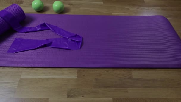 Vista Accessori Sportivi Esercizio Casa Concetto Stile Vita Sano Svezia — Video Stock