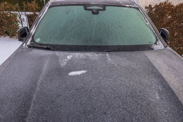 Vista Textura Carro Congelado Inverno Dia Gelado Suécia — Fotografia de Stock