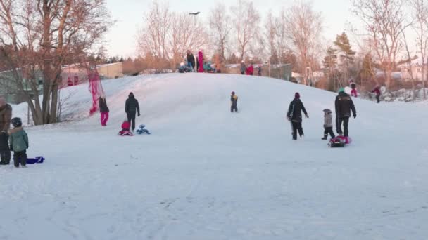 Belle Vue Sur Les Gens Sur Aire Jeux Extérieure Par — Video