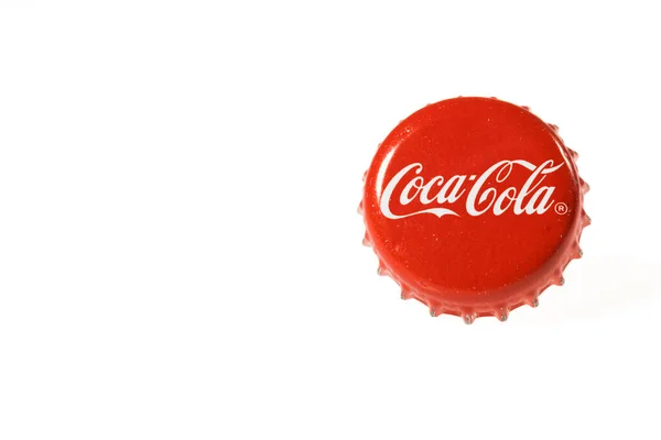 Close View Coca Cola Metal Cap Isolated White Background Sweden — Stockfoto