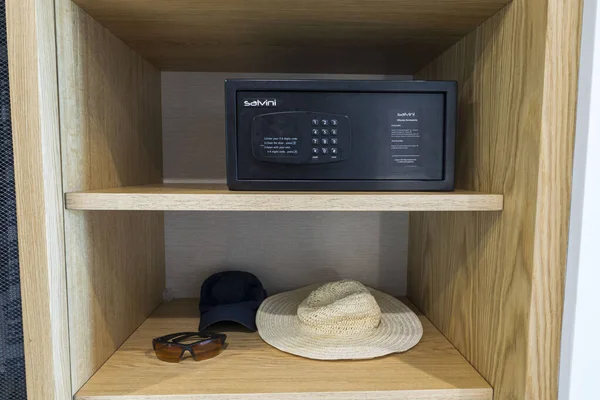 Close Interior View Belongings Safety Deposit Box Hotel Wardrobe Greece — Stok Foto