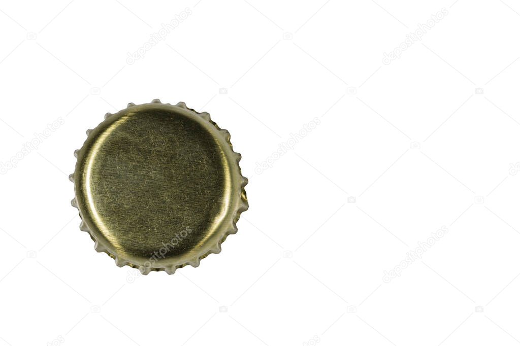 Close up view of metal cap isolated on white background.