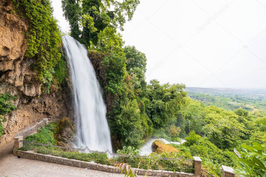 Beautiful view of  landscape of Greece with waterfalls.