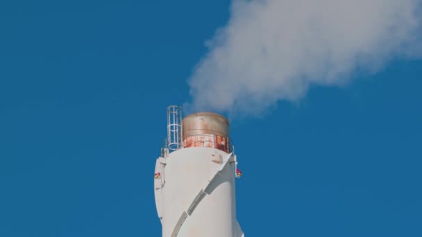 연기가 하늘을 배경으로 굴뚝에서 나오는 가까이 수있다 생태학 개념이다 스웨덴 — 비디오