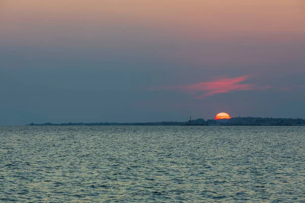 Krásný Výhled Západ Slunce Středozemním Moři Řecko — Stock fotografie