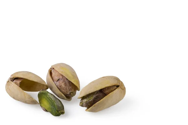 Vista Ravvicinata Dei Pistacchi Isolati Fondo Bianco — Foto Stock