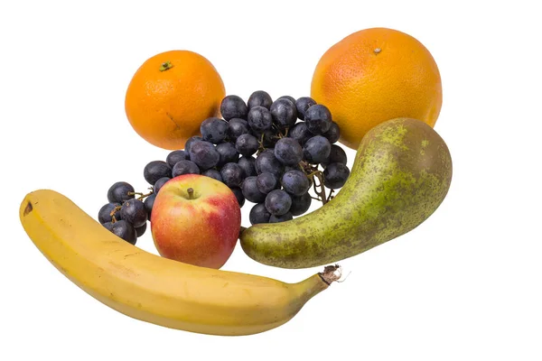 Dicht Zicht Dieet Verse Vruchten Van Appel Banaan Druiven Mandarijn — Stockfoto