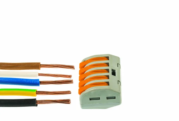 Detailní Pohled Elektrické Kabely Pro Elektrické Vedení Spojovací Vodiče Rychlým — Stock fotografie