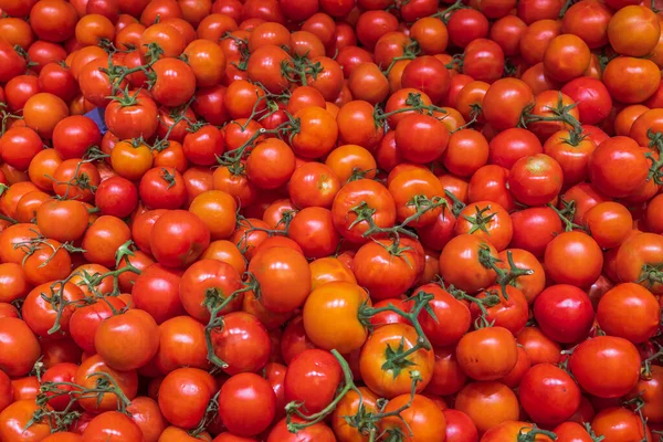 Mağazadaki izole edilmiş domateslerin yakın görüntüsü. Sağlıklı gıda konsepti. İsveç.