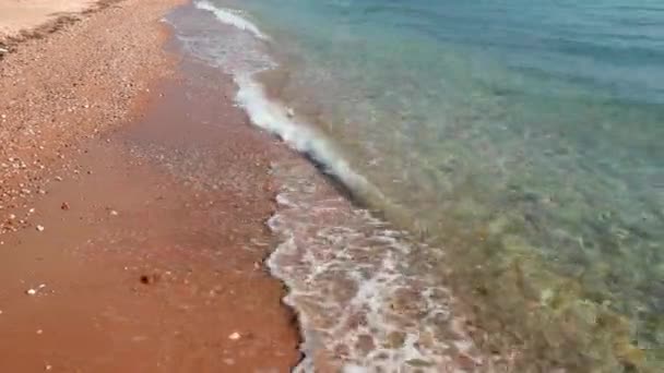 Gorgeous View Sea Rolling Waves Rolling Coast Sandy Beach Greece — Wideo stockowe