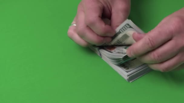 Vista Perto Homem Contando Notas Dólar Manualmente Suécia — Vídeo de Stock