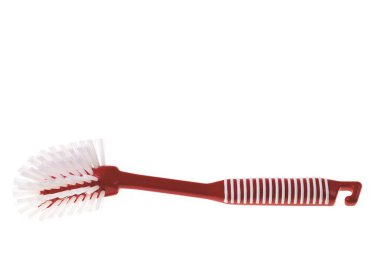 Beyaz arkaplanda izole edilmiş kırmızı fırça görünümünü kapat.