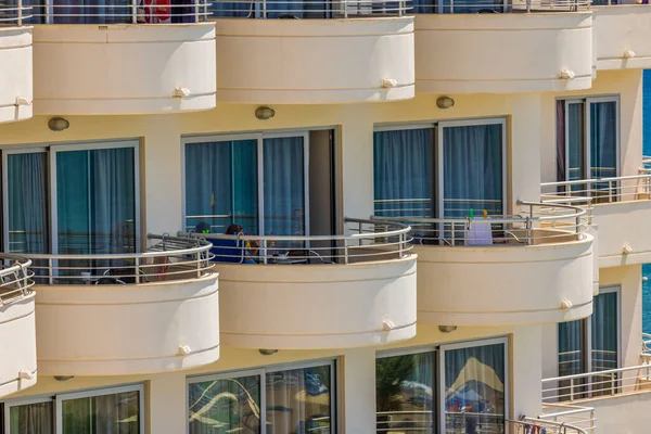 Close View Part Hotel Building Balconies Greece —  Fotos de Stock
