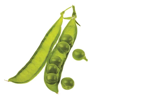 Close View Pod Green Peas Isolated White Background — 图库照片