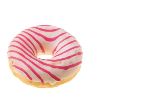 Close View Pink Donut Sprinkled White Glaze Isolated White Background — 图库照片