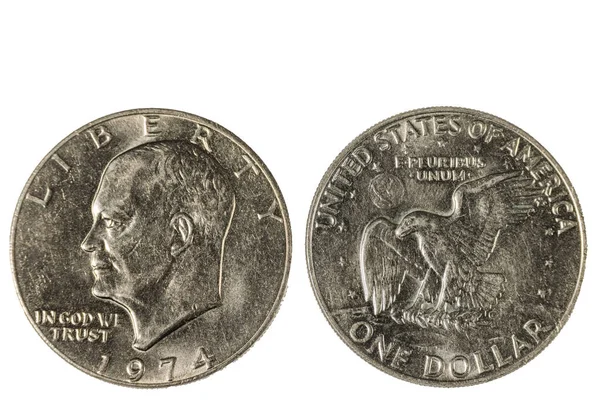 Close View Front Back Side One Usa Dollar Silver Coin — Fotografia de Stock