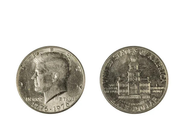 Close View Front Back Side Half Usa Dollar Coin Dated — Φωτογραφία Αρχείου