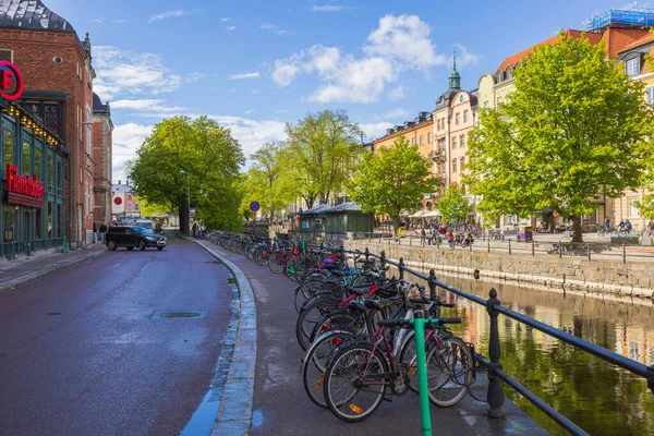 Beautiful View Riverfront Center Uppsala Bike Parking Sweden Uppsala 2022 — Stockfoto