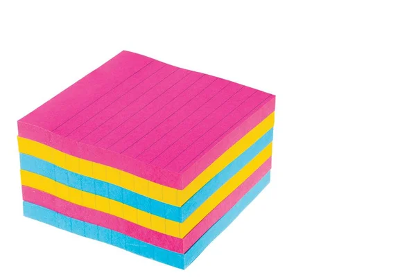 Вид Разноцветной Стикер Супер Липкие Блоки Ноты Изолированы Белом Фоне — стоковое фото