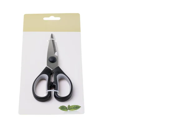 Close View Kitchen Scissors Package White Background — Stock Photo, Image