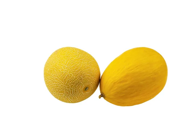 Vista Ravvicinata Dei Meloni Isolati Sfondo Bianco — Foto Stock