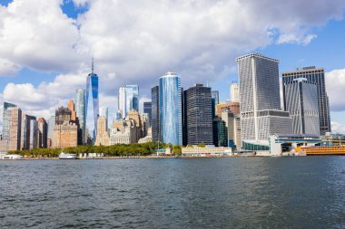 Manhattan, New York, ABD şehir merkezindeki muhteşem gökdelenler. .