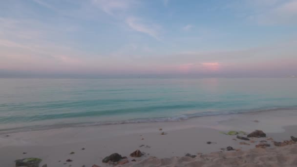 Vista Deslumbrante Pôr Sol Oceano Atlântico Ilha Aruba Costa Arenosa — Vídeo de Stock