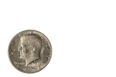 1972 tarihli Amerikan dolarının yarısının ön yüzü. Nümizmatik kavram.