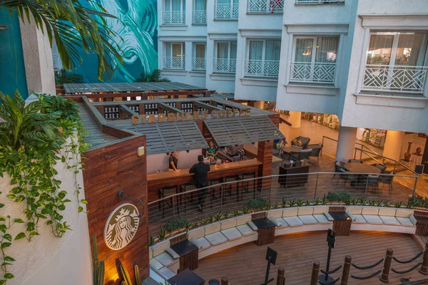 Underbar Interiör Utsikt Över Starbucks Coffee Restaurang Med Bord Och — Stockfoto