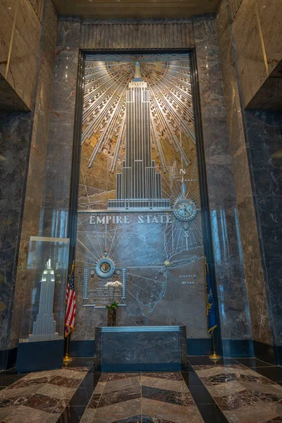 Piękny Widok Wnętrza Wejście Hall Empire State Building Nowy Jork — Zdjęcie stockowe