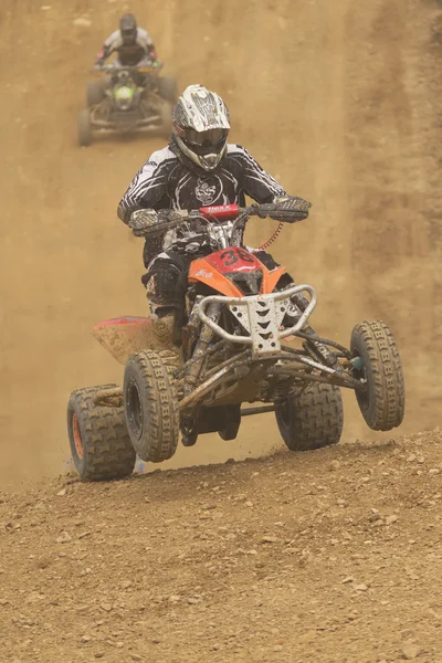 Two riders in a quad race. Vertically. — Stock Photo, Image