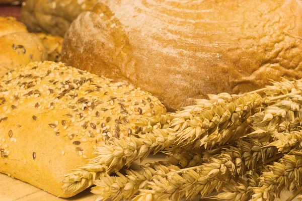 Sfondo con pane e pasta integrale — Foto Stock