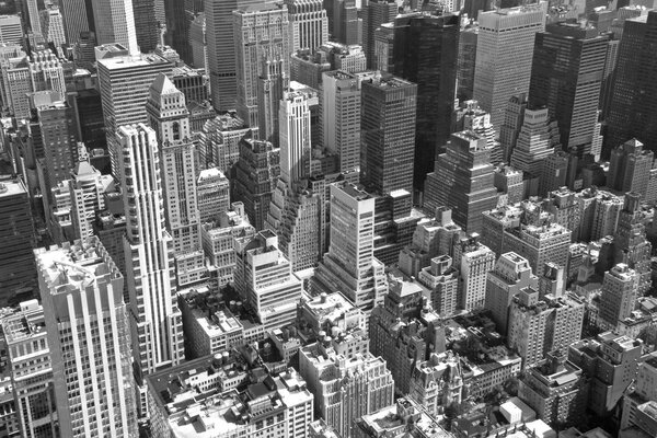 Monochromatic aerial view of skyscrapers in Manhattan. (New York City, USA)