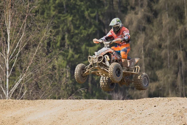 Jump with quad motorbike — Stock Photo, Image