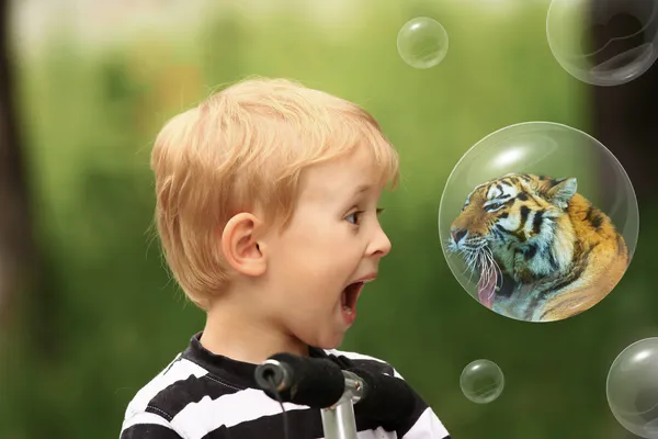 Surprised blond boy — Stock Photo, Image