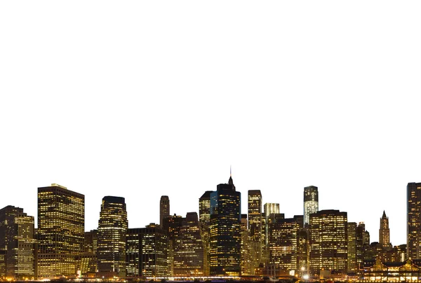 Lower Manhattan at night isolated — Stock Photo, Image