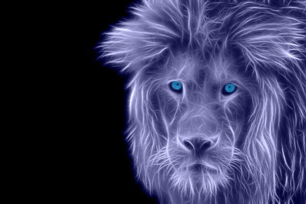 Portrait bleu d'un lion — Photo