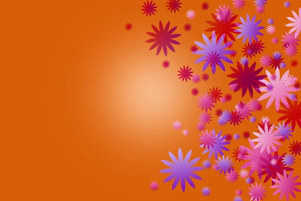 Färg blommor på orange bakgrund. — Stockfoto