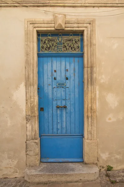 Old blue wooden entrance doo — Stock Photo, Image
