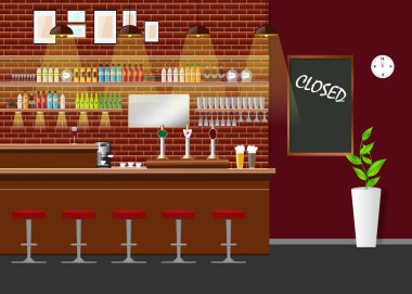 Kapalı. Arkaplanda boş çubuk tezgahı.