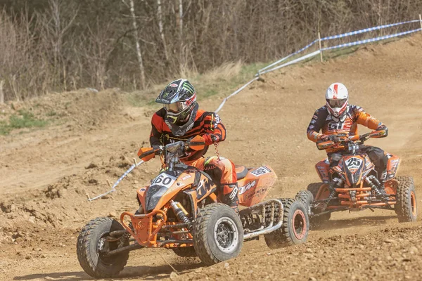 Mohelnice Czech Republic April 2022 Young Quad Bike Riders Closeup — Foto Stock