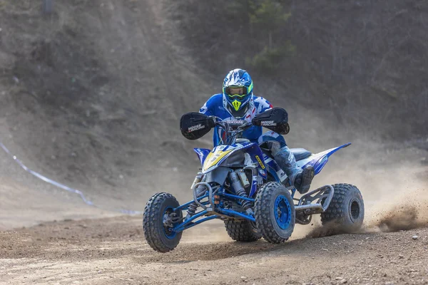 Mohelnice Czech Republic April 2022 Quad Bike Rider Race Closeup — Stock Photo, Image