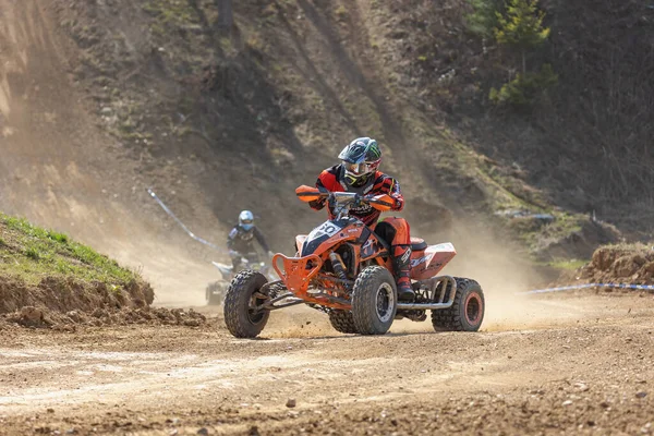 Mohelnice Czech Republic April 2022 Two Quad Bike Riders Right — Stock fotografie