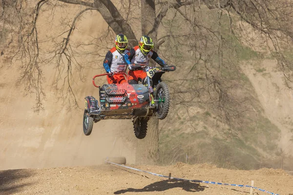 Mohelnice Czech Republic April 2022 Sidecacross Motorbike High Jump Sidecarcross — стоковое фото