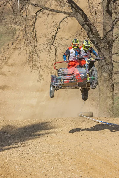 Mohelnice Czech Republic April 2022 Unidentified Racers Rides Sidecar Sidecarcross — стоковое фото