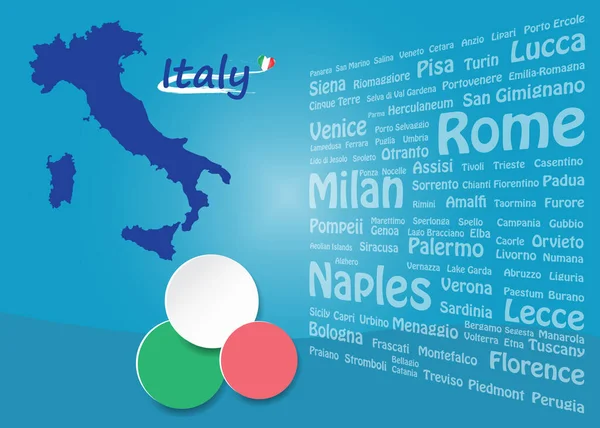 Travel Italy Concept Map Italy Circles Ready Your Text Names — Stok Vektör