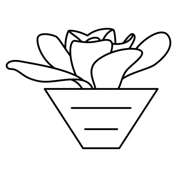 Succulent Een Bloempot Voor Binnen Vectoricoon Omtrek Geïsoleerd 48X48 Pixel — Stockvector