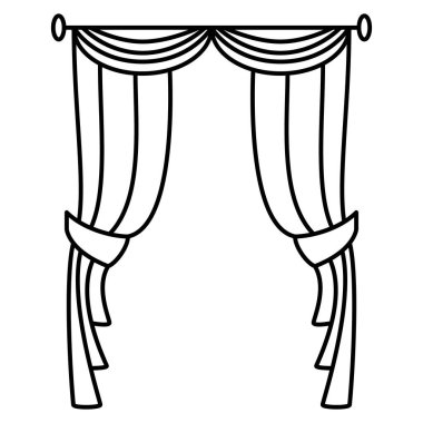 Pencere, kapı aralığı, tiyatro podyumu, sahne için dekoratif perde. Vektör simgesi, özet, izole edilmiş, 48x48 piksel.