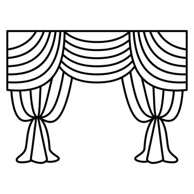 Tiyatro perdeleri için kumaş. Sahne için büyük bir perde. Vektör simgesi, özet, izole edilmiş, 48x48 piksel.