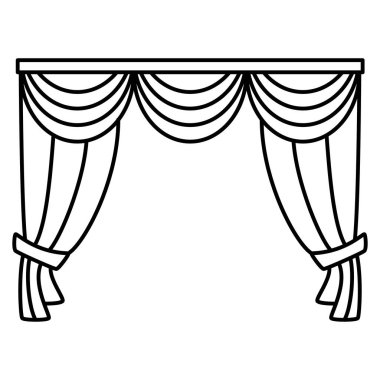 Podyum için tiyatro perdesi, sahne. Dekorasyon için kumaş kumaşı. Vektör simgesi, özet, izole edilmiş, 48x48 piksel.